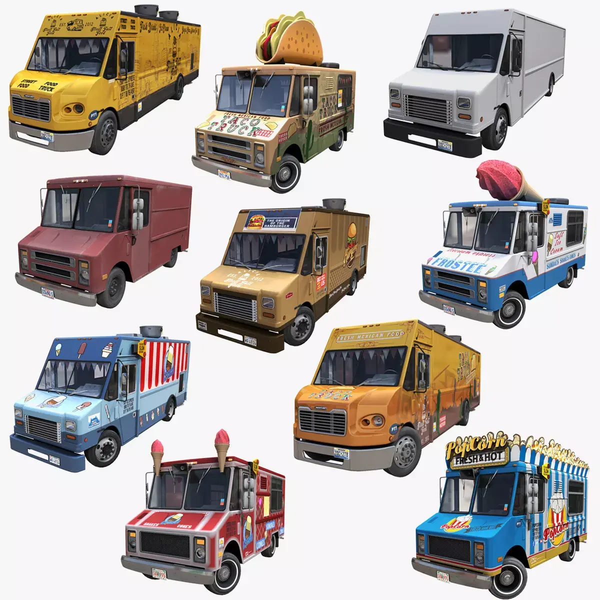 Food Trucks 3D Model Pack