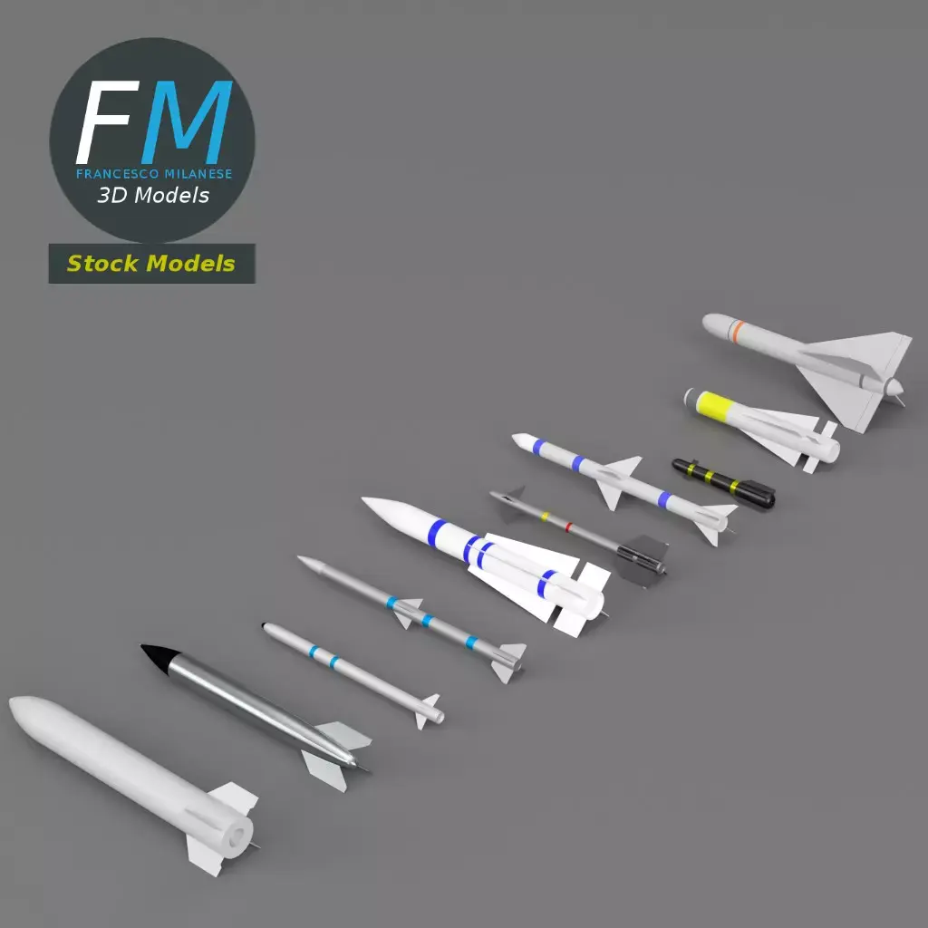 Missiles and bombs collection Free low-poly 3D model