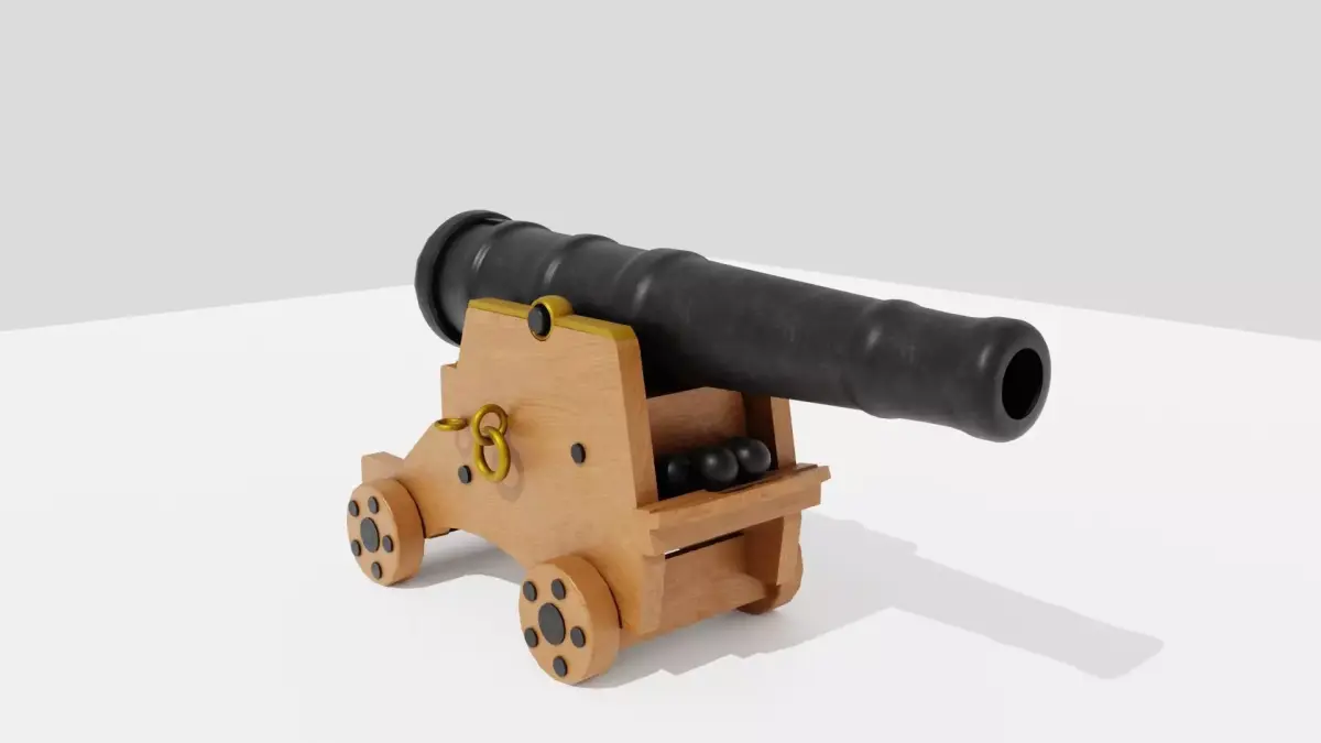 Cannon Gun Low-poly 3D model