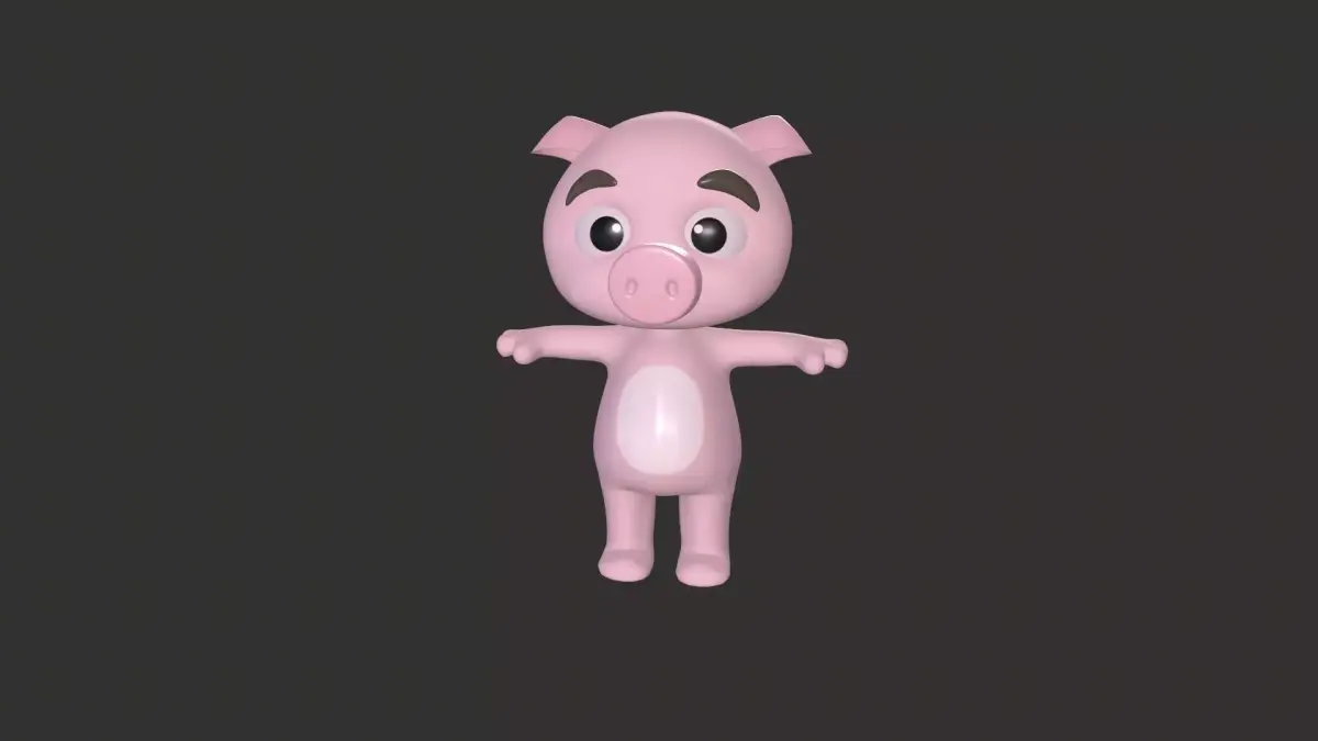 Cartoon 008 Character Pig Cute Low-poly 3D model
