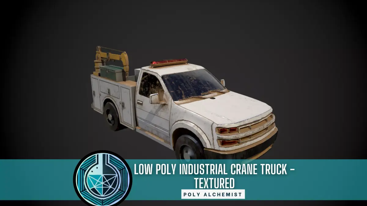 Low Poly Industrial Crane Truck - Textured  Low-poly 3D model