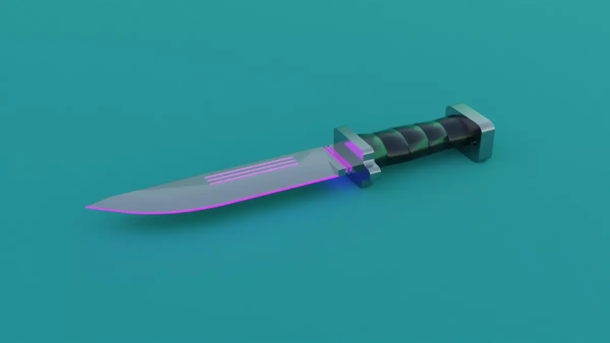 SCI-FI knife 3D model purple Low-poly 3D model