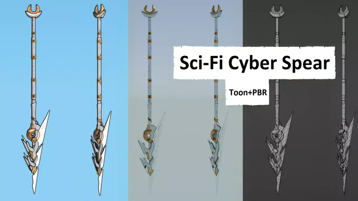 Sci-Fi Cyber Spear Low-poly 3D model