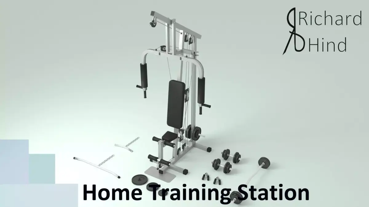 Home Gym Station and Free Weights Low-poly 3D model