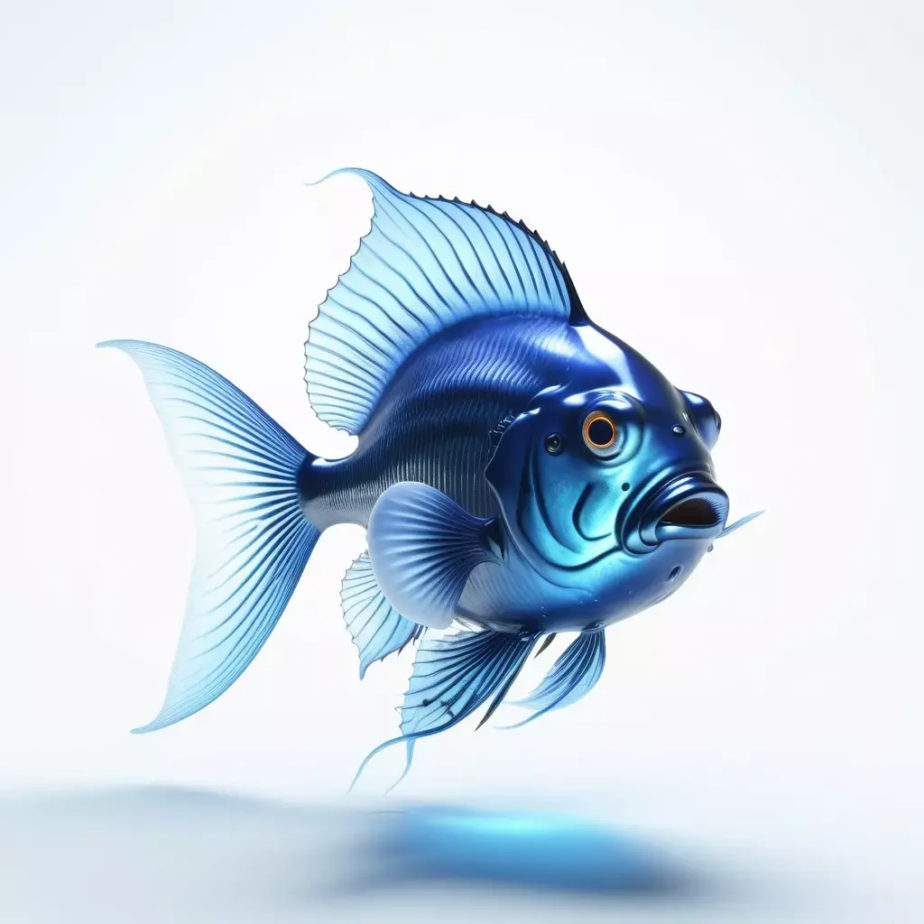 Metallic Blue Stylized Fish Model 3D model