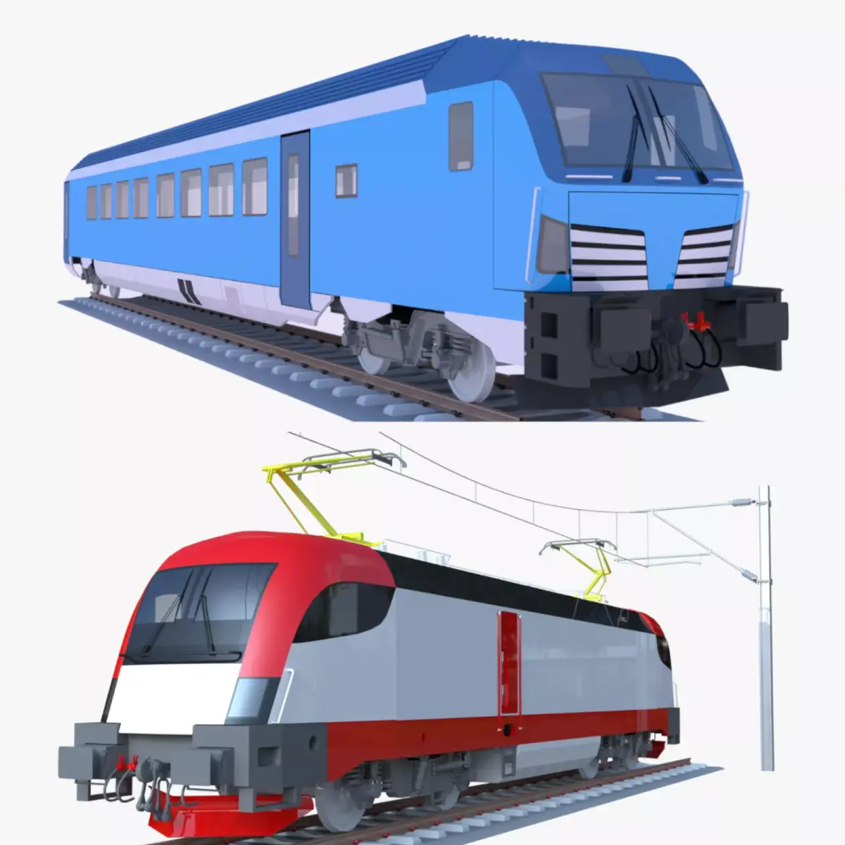 Siemens locomotive and driving coach 3D Model Pack