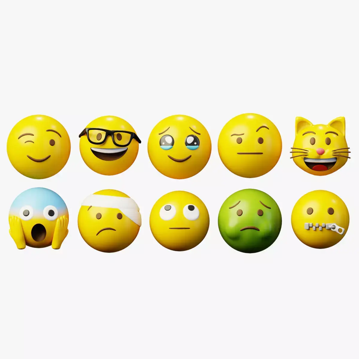 10 Emoticon Yellow Ball Pack Part 5 3D model