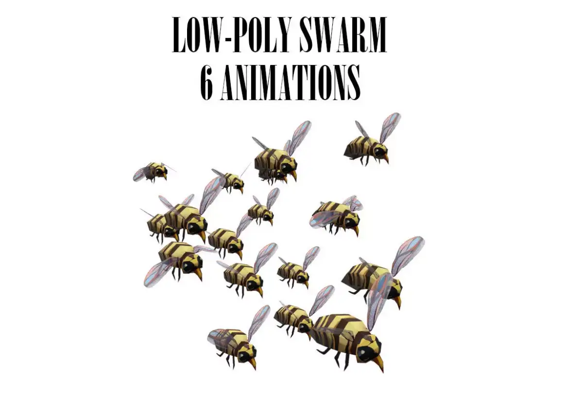 swarm bee wasp Low-poly 3D model