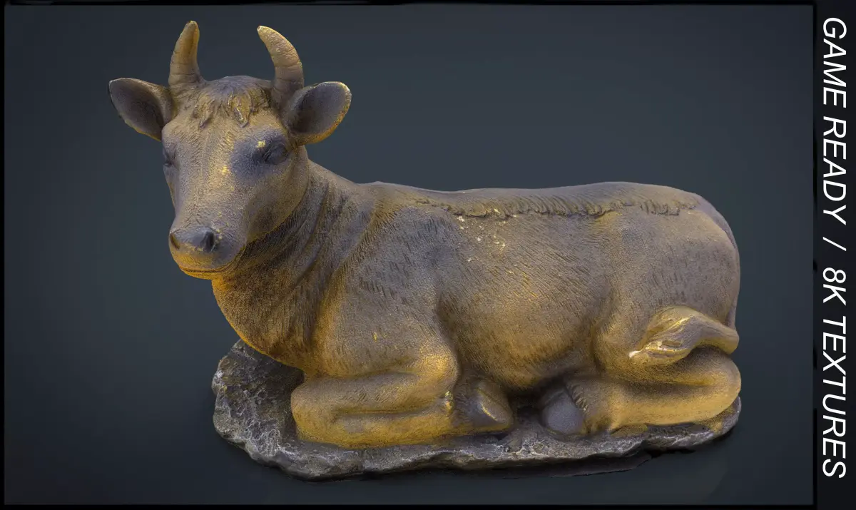 3D Cow statue of Low-poly 3D model