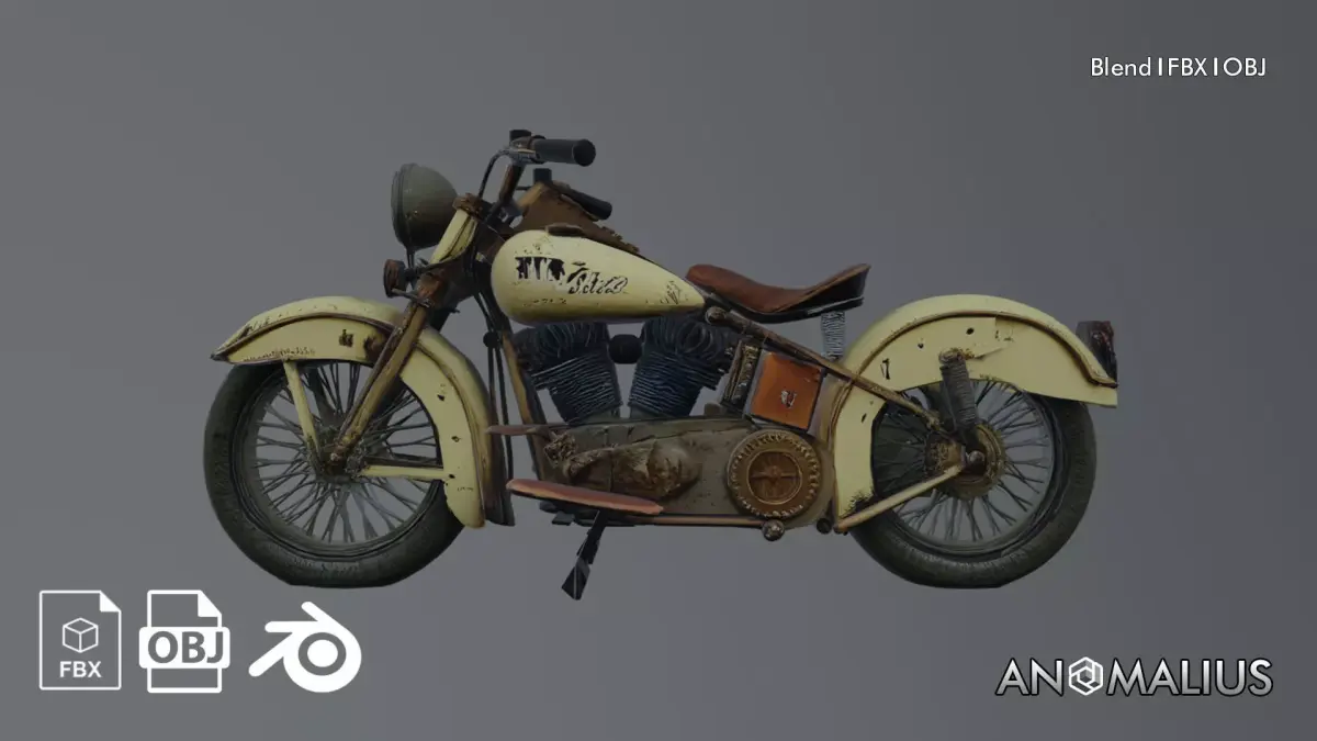vintage abandoned motorbike 3D model
