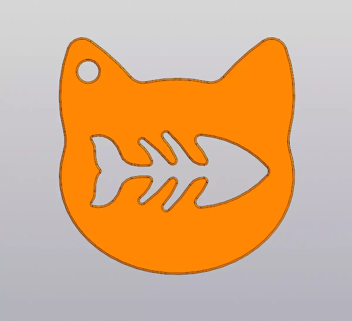 Cat and fish skeleton Keychain Free 3D print model