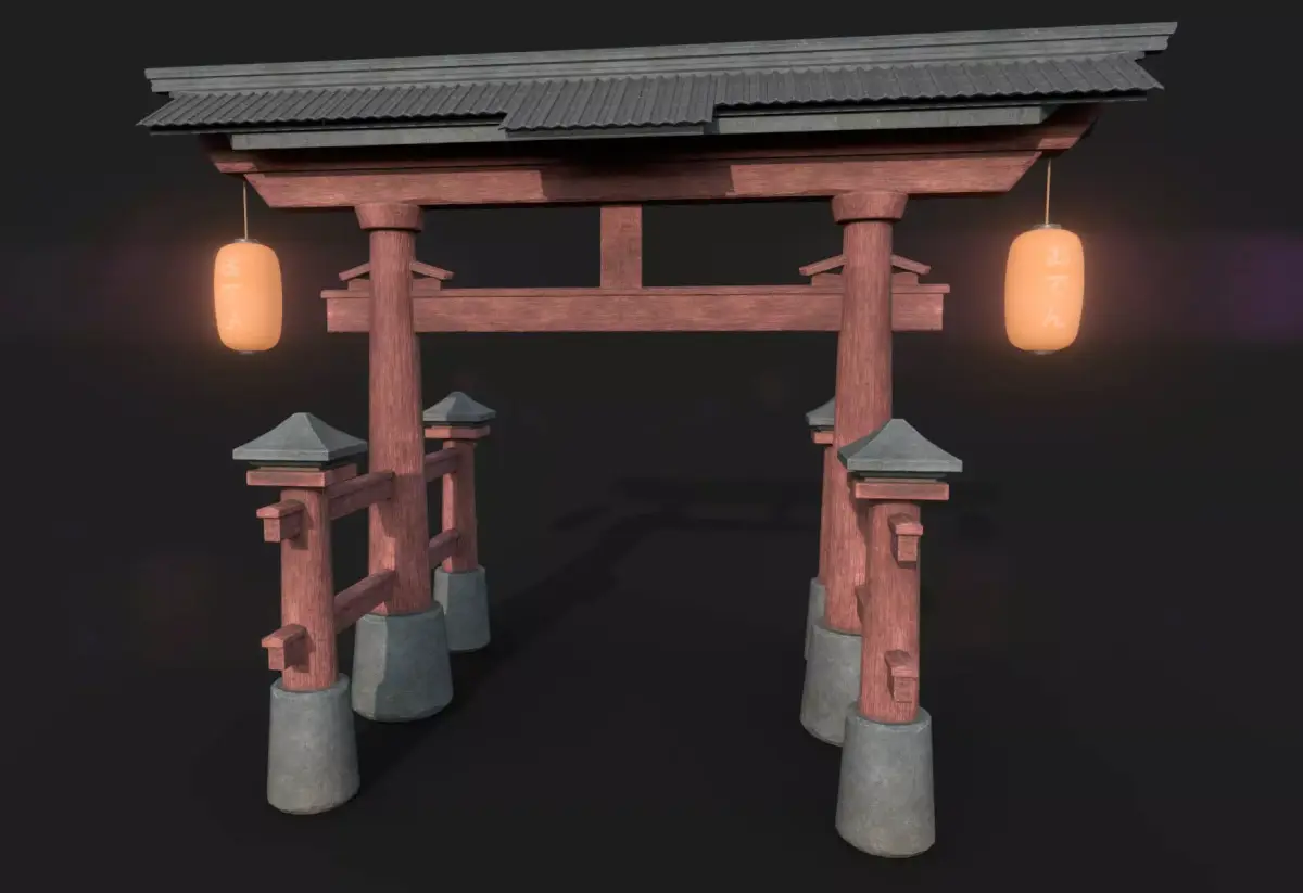 Japanese Shrine Gate Torri Low-poly 3D model
