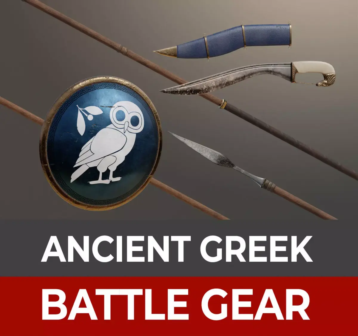 Ancient Hoplite Gear sword shield spear 3D model