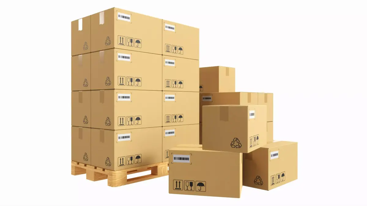 Cardboard boxes on a pallets 3D model