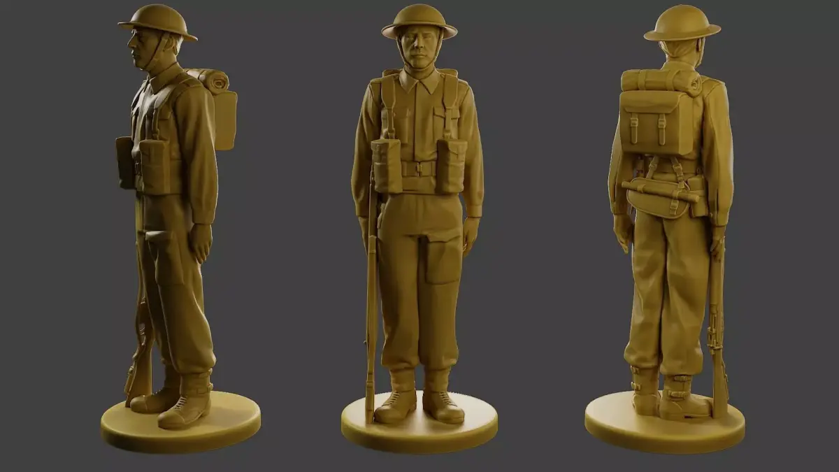 British Soldier Attention WW2 B1 Free 3D print model