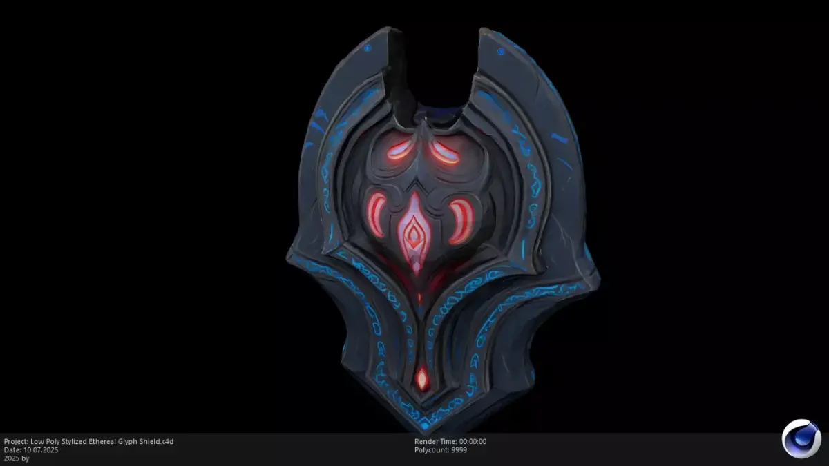 Low Poly Stylized Ethereal Glyph Shield Low-poly 3D model