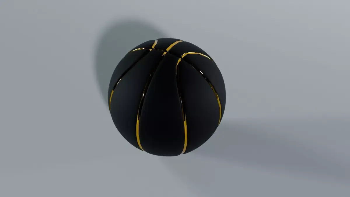 Minimalist Black Basketball with Gold Inlay Low-poly 3D model