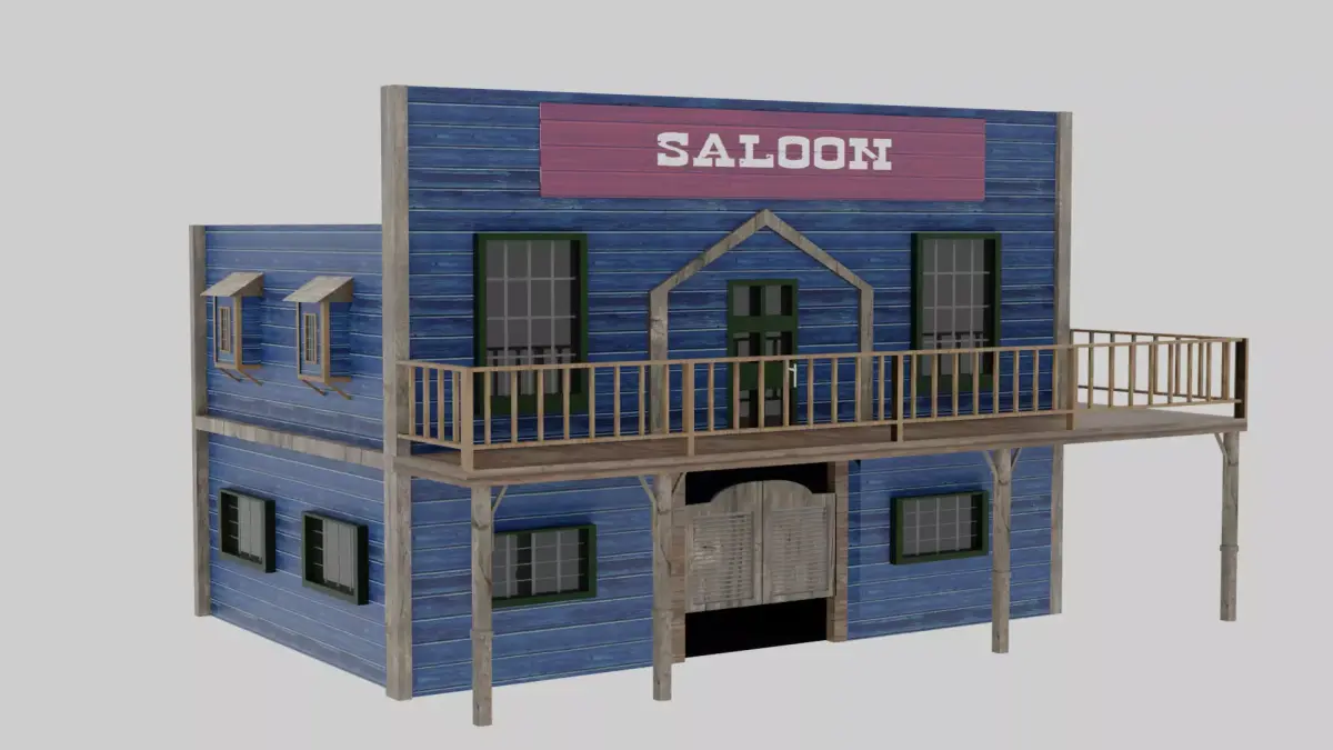 Wild West - Saloon Low-poly 3D model