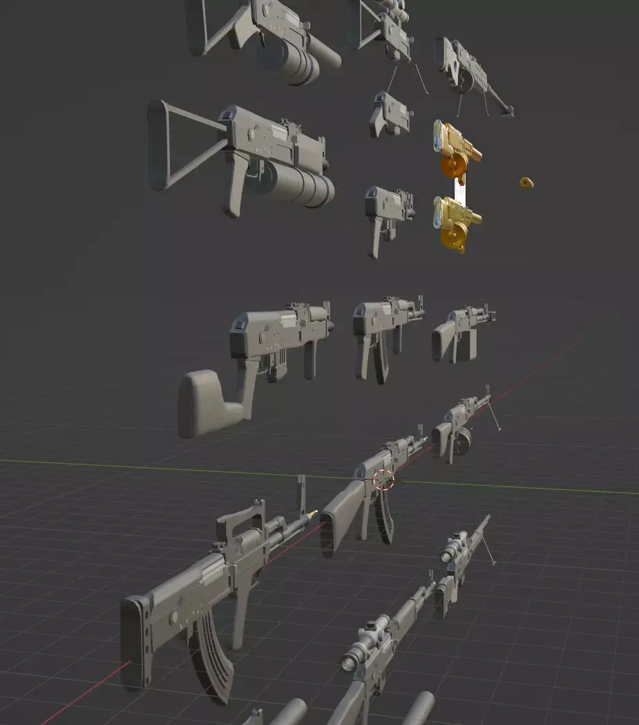A lot of ak Free 3D model