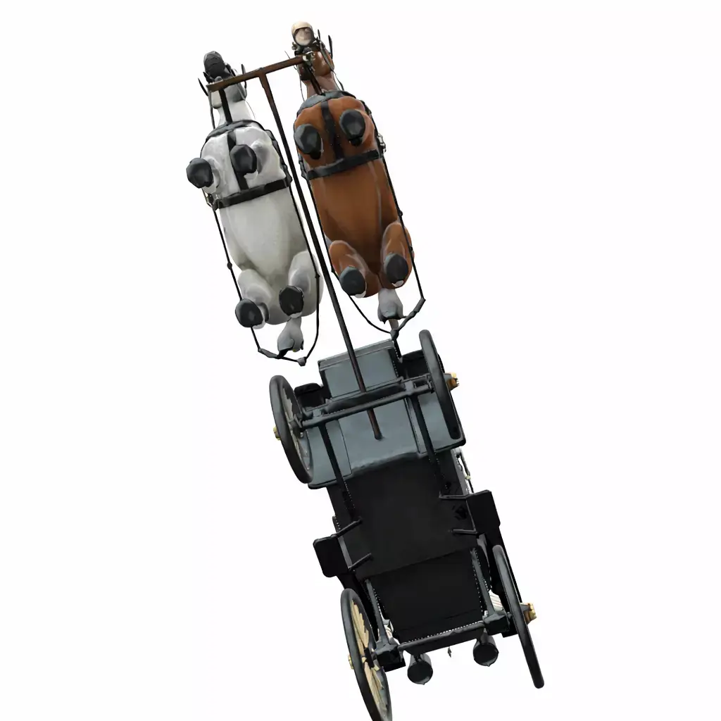 Victorian Horse Carriage with Dual Horses 3D model