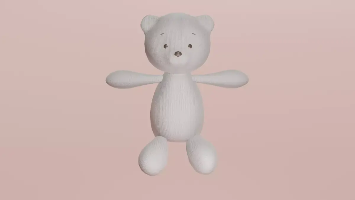 White Taddy bear toy Low-poly 3D model
