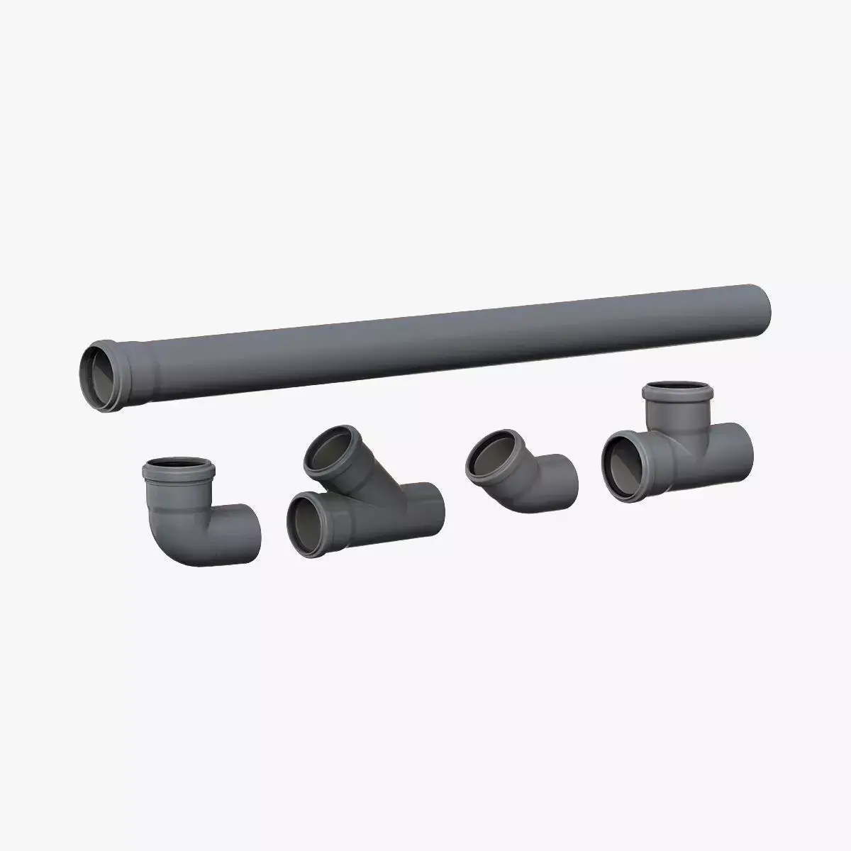 Plastic Pipe And Connections Low-poly 3D model