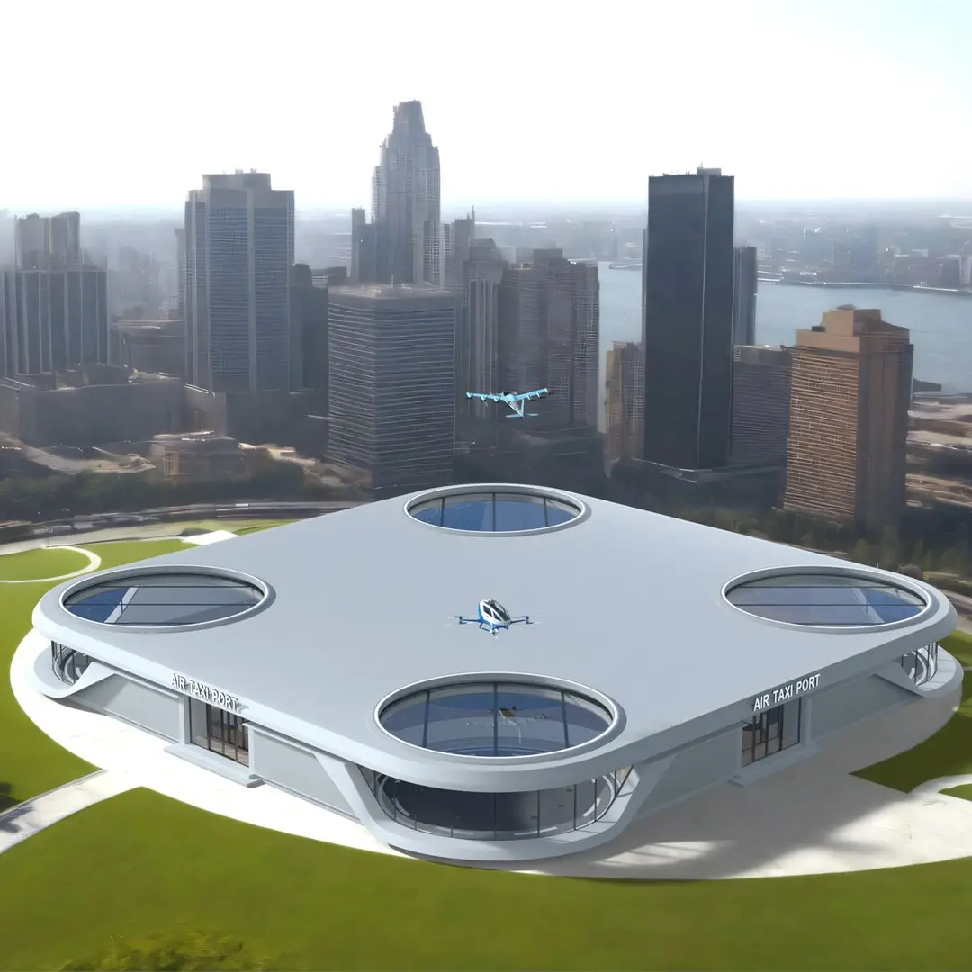 Flying Taxis Hub with Drones 3D model