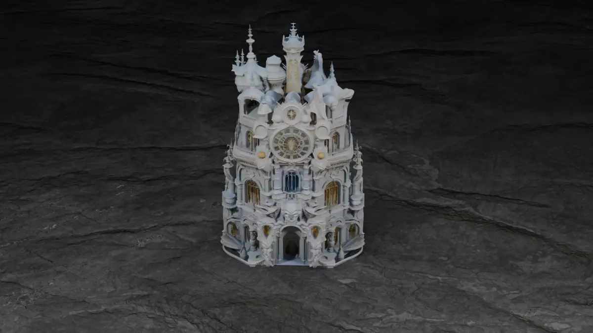 White Stone Castle  Fantasy Medieval Fortress 3D Model Low-poly 3D model