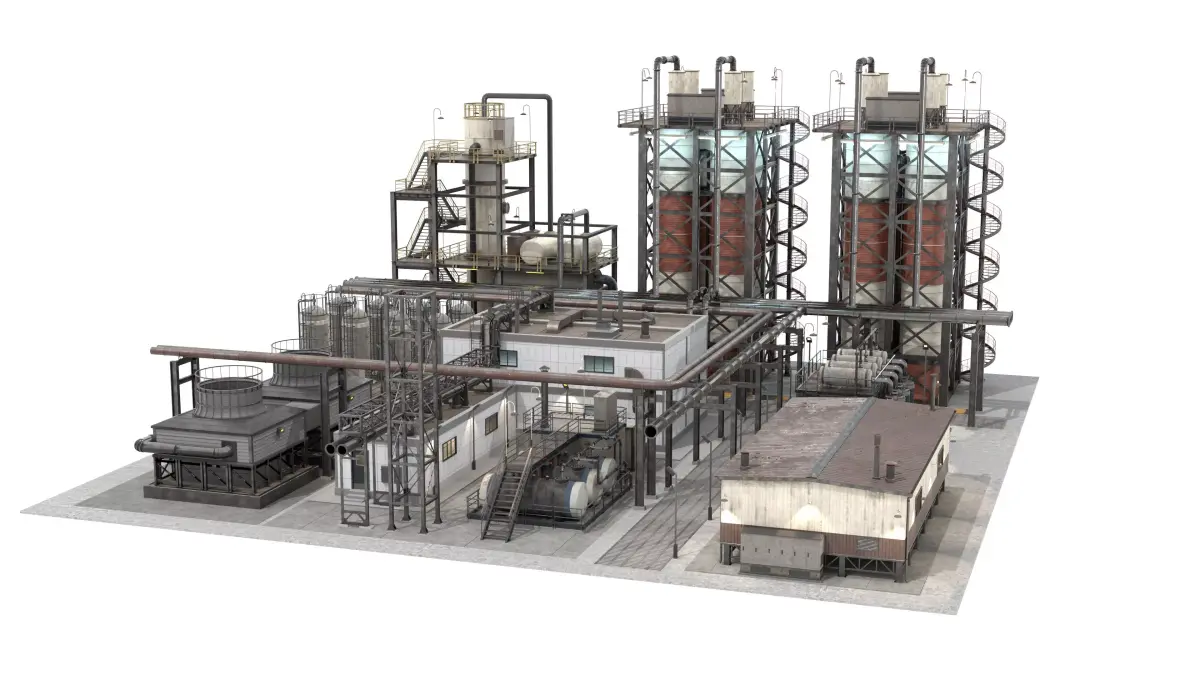 3D Industrial Plant Facility - 51 Objects Clean Quad Modeling 3D model