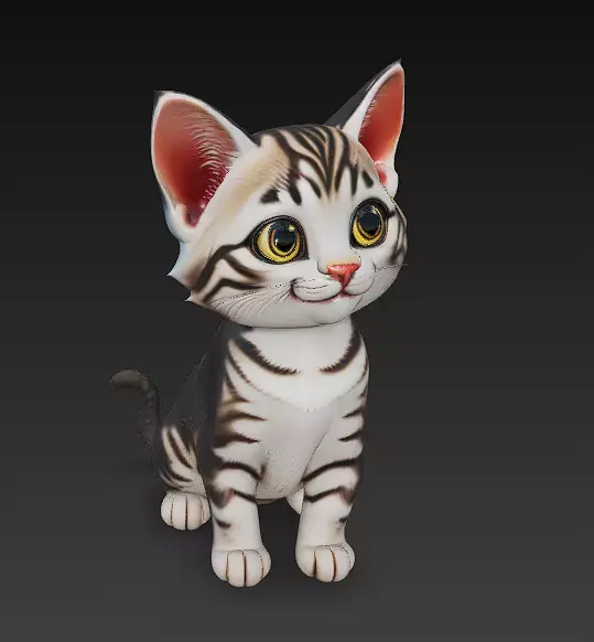 Optimized Low-Poly Kitten 3D Model UE5- Unity Real-Time Ready Low-poly 3D model get