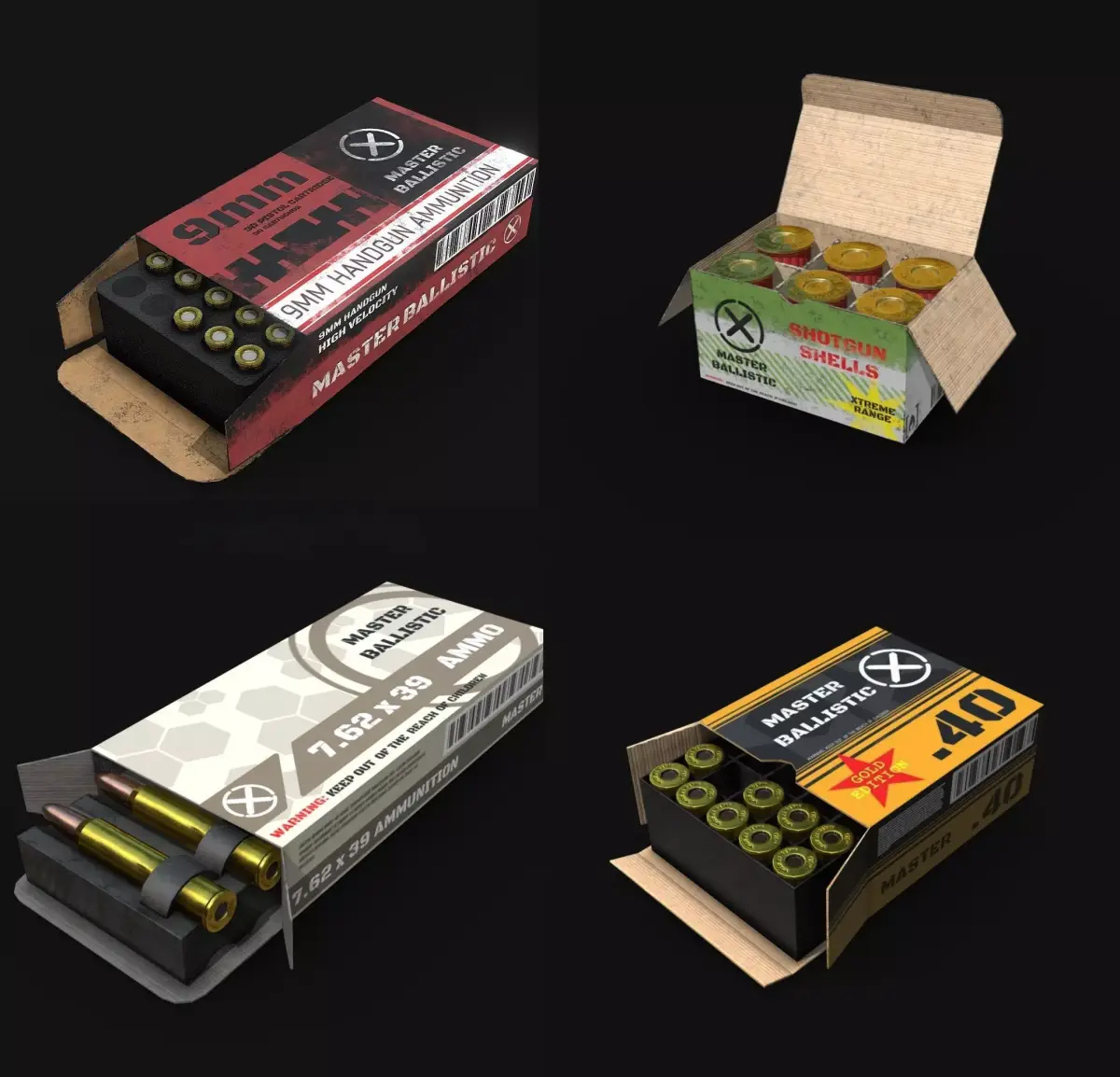 Ammo Pack  PBR  VR AR Ready Low-poly 3D model