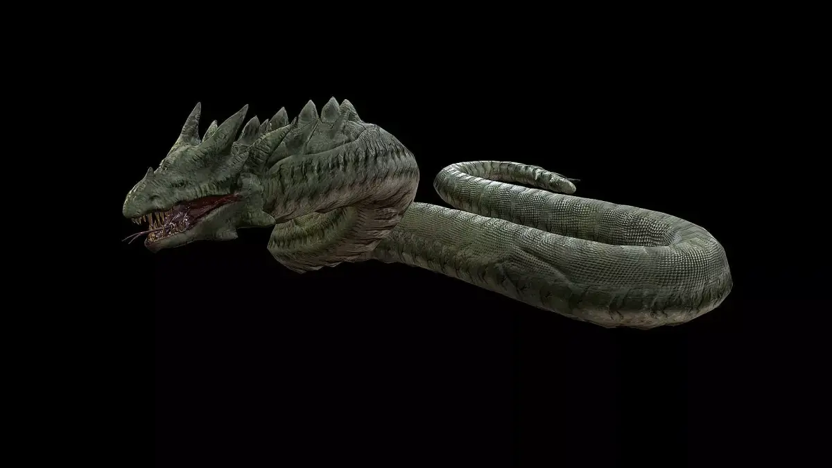 The Wyrm - Limbless Wingless Dragon Low-poly 3D model