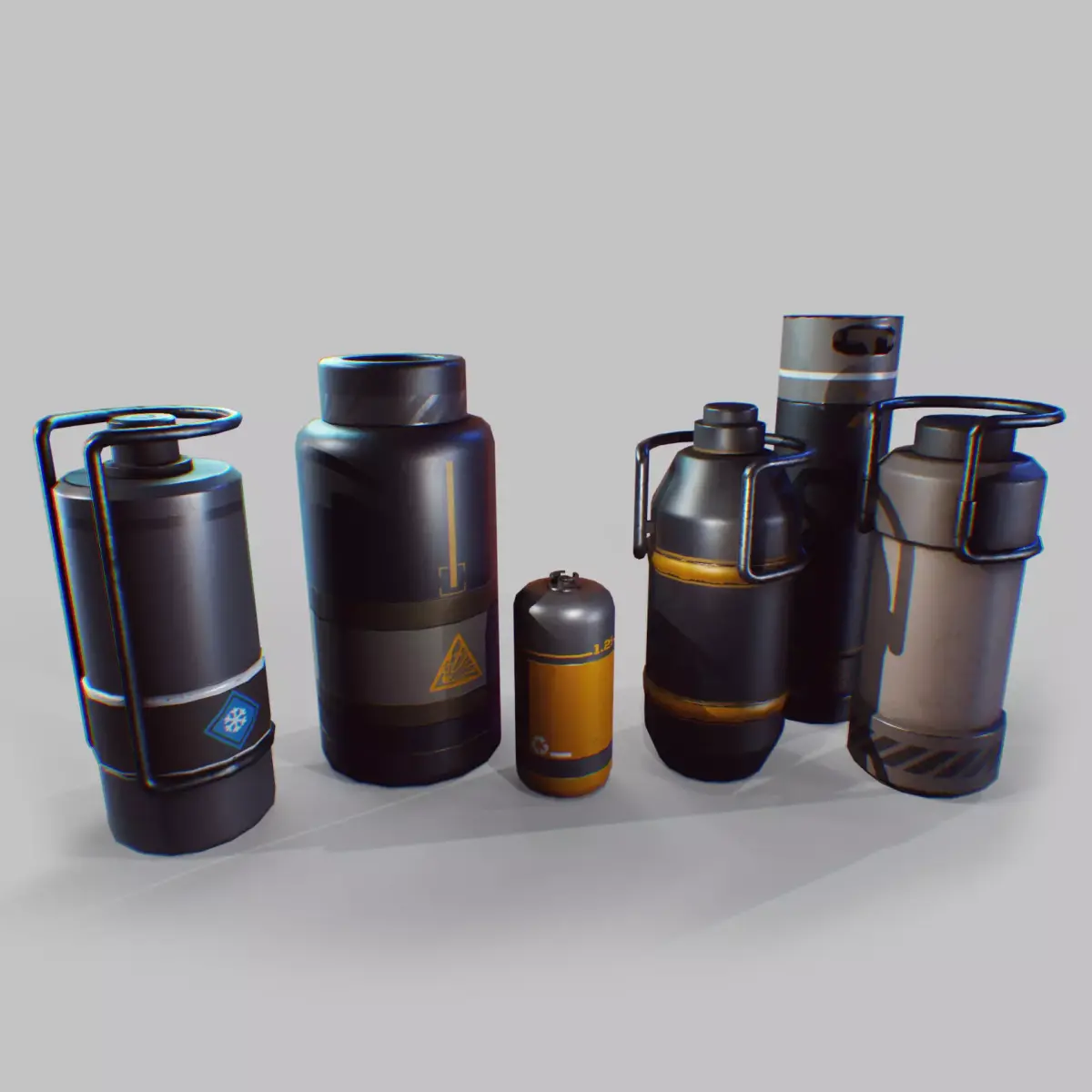 sci-fi barrels game-ready Low-poly 3D model