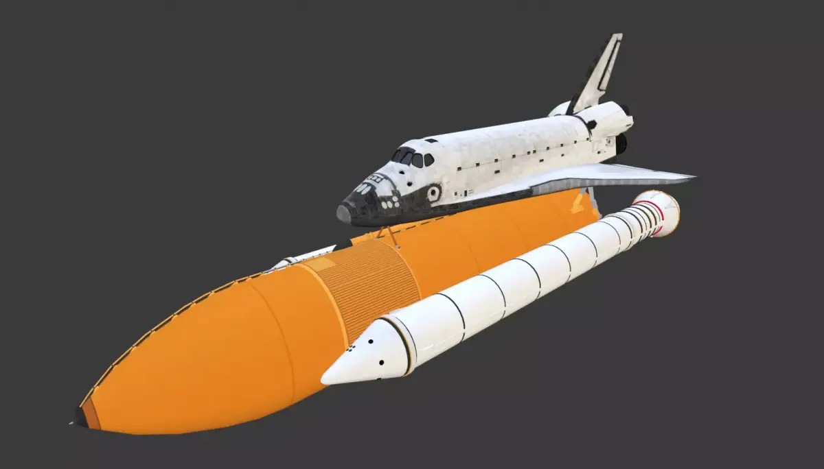 Space Shuttle Launch System with SRBs and External Tank Low-poly 3D model
