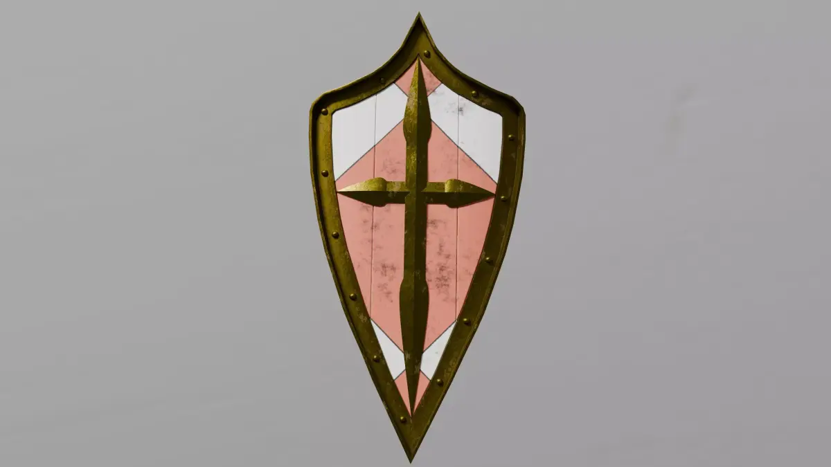 Tri-Parted Pointed Heraldic Shield 3D model