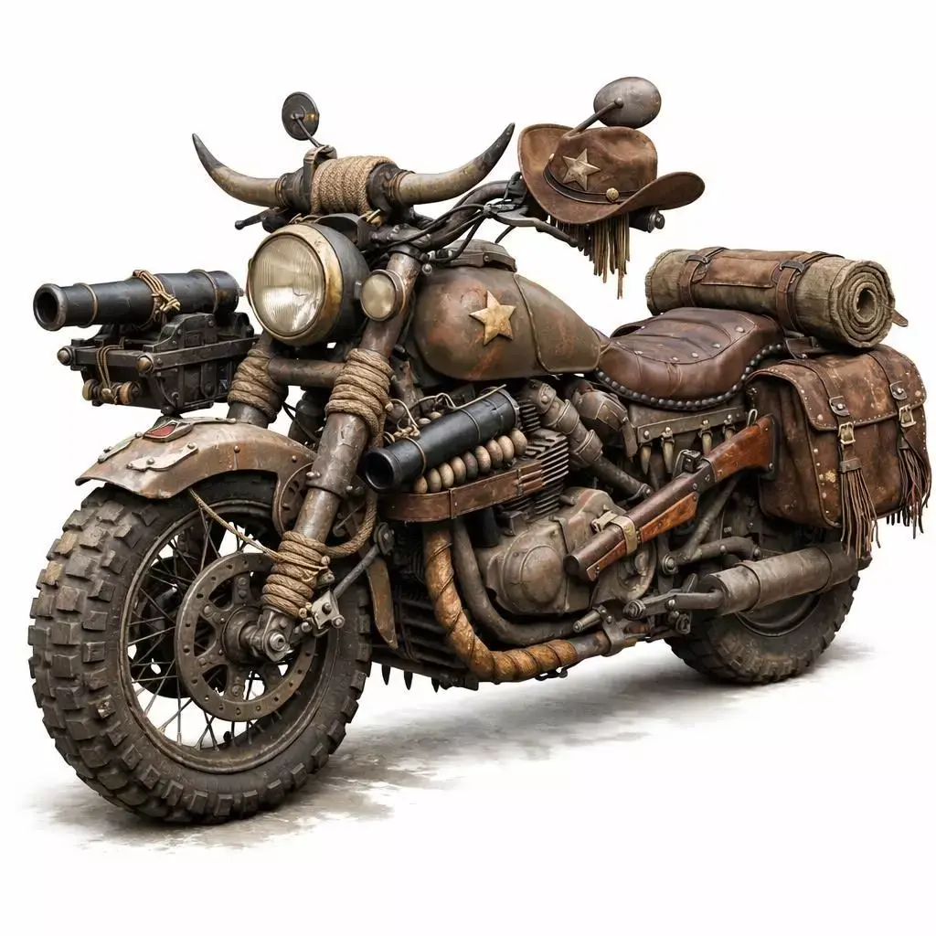 Wild West Frontier Combat Motorcycle 3D Model Low-poly 3D model purchase