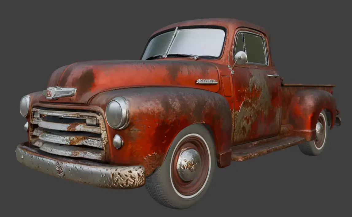 Vintage Rusty Pickup Truck 3D Model 3D model 25
