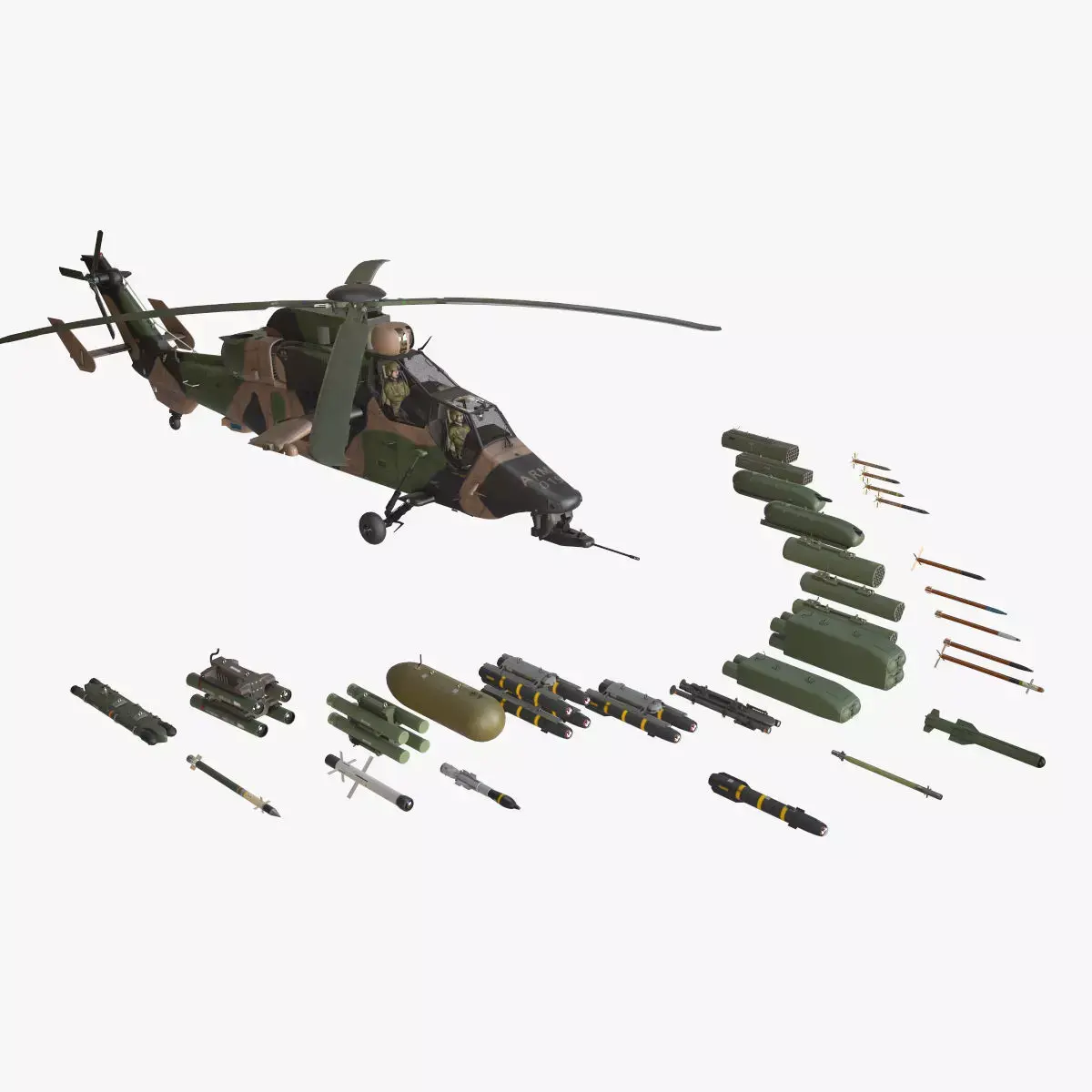 EC-665 Tiger ARH Australia Complex Animation Low-poly 3D model