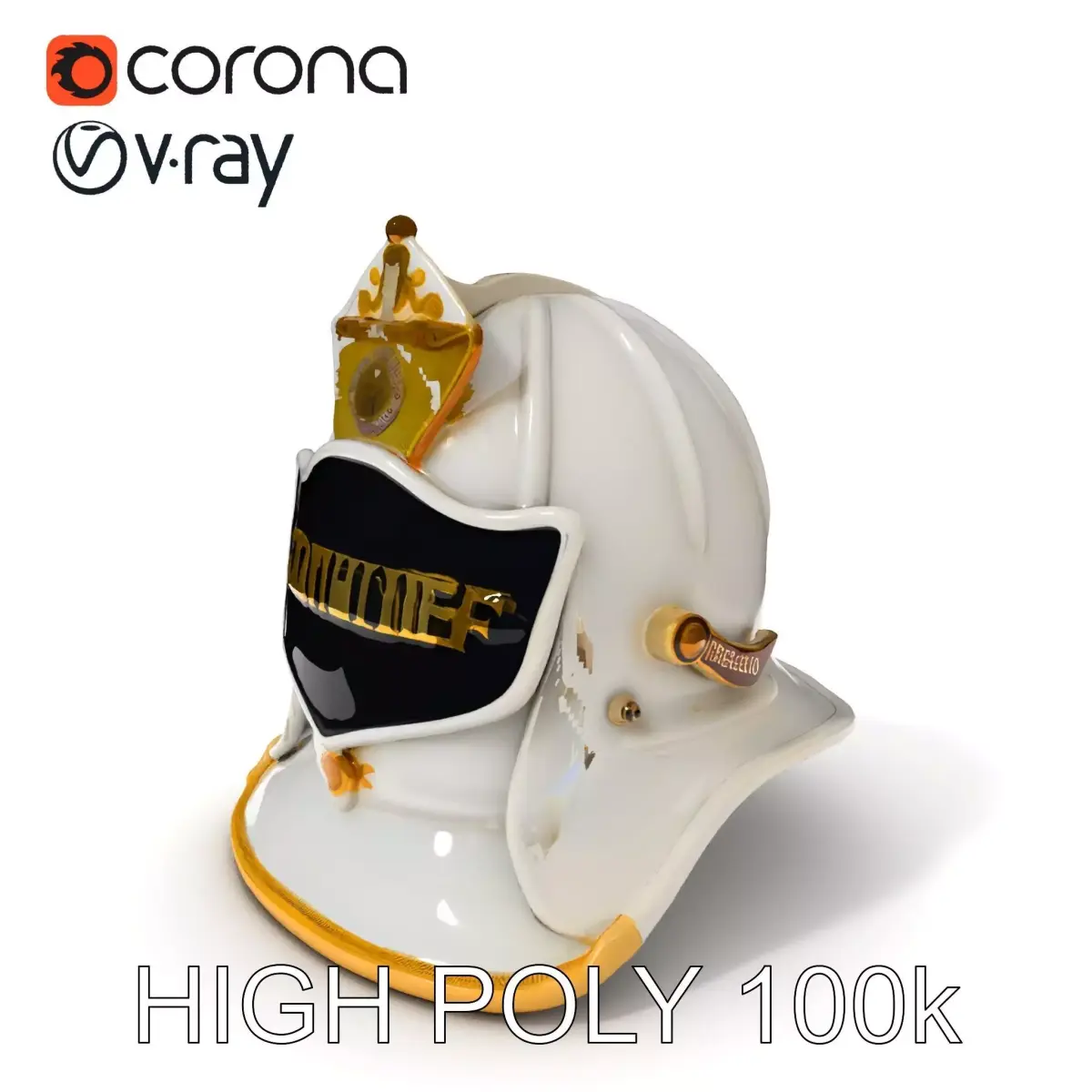 Fire Chief Helmet D Model Pack Low-poly 3D model