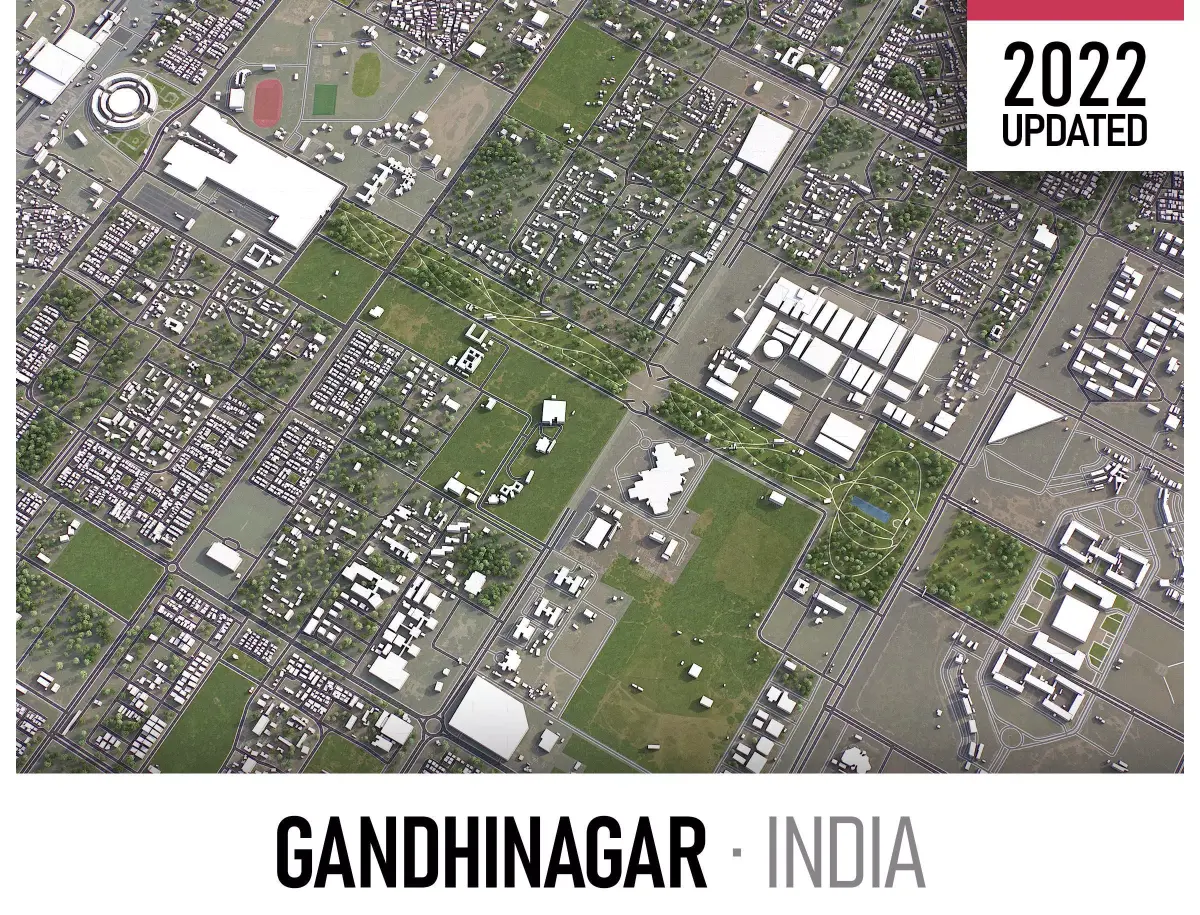 Gandhinagar Low-poly 3D model