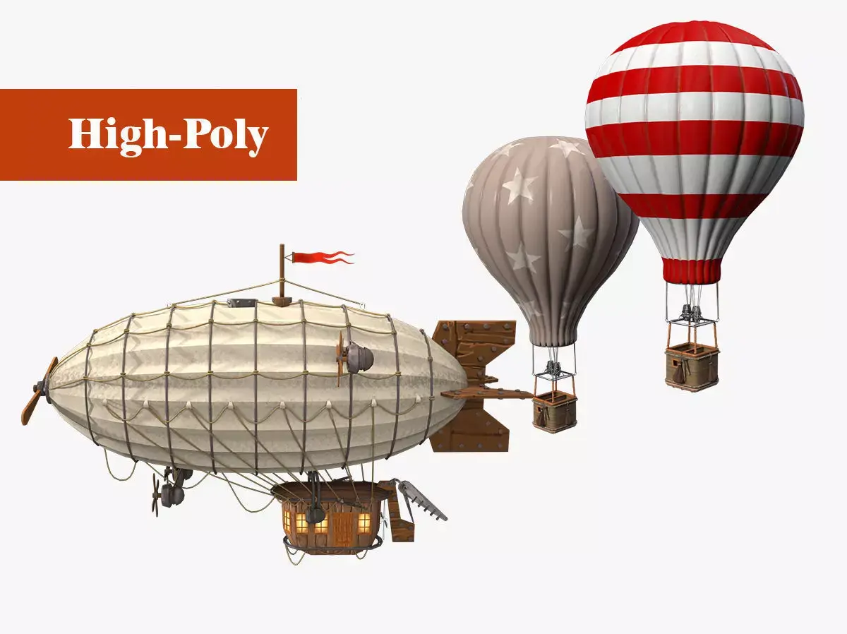 balloon vintage airship    high-poly textured 3D Model Pack