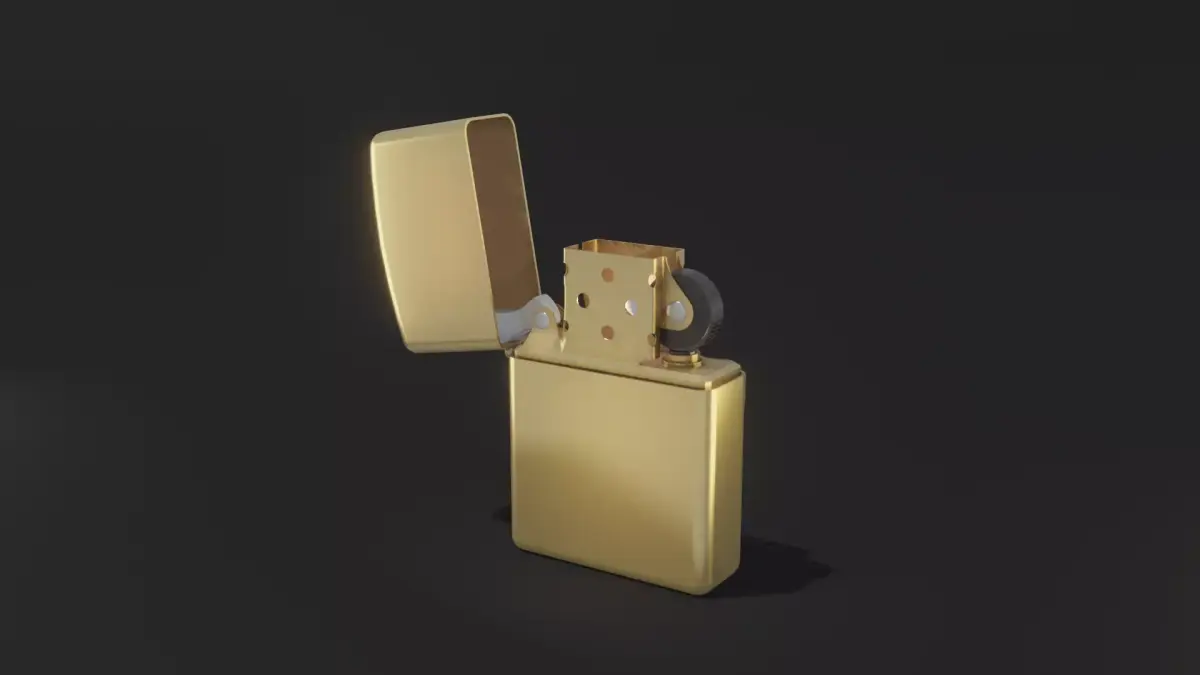 Gold lighter 3D model Low-poly 3D model