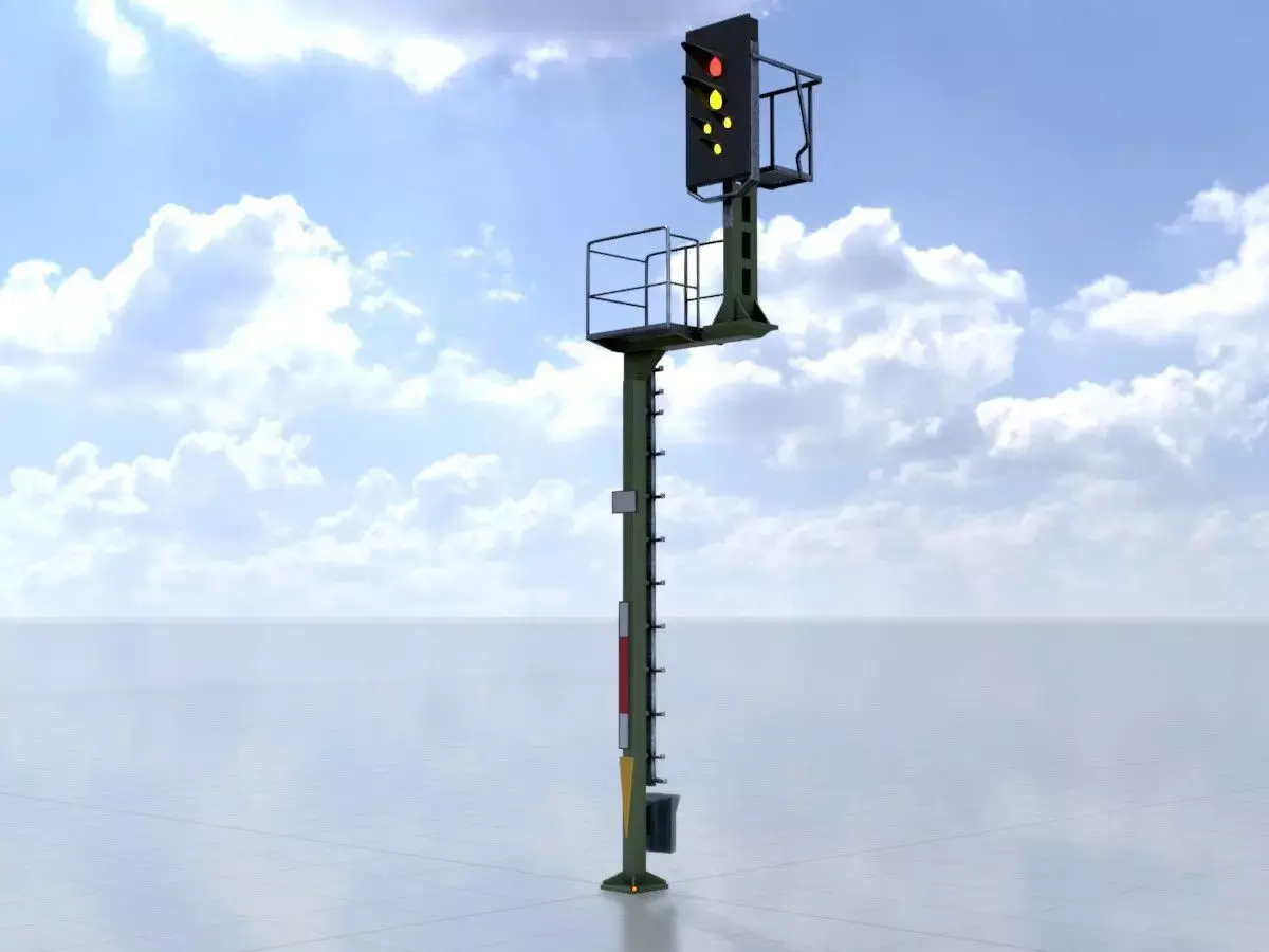 KS Railway Signal Post 7000mm Version-12 Low-poly 3D model