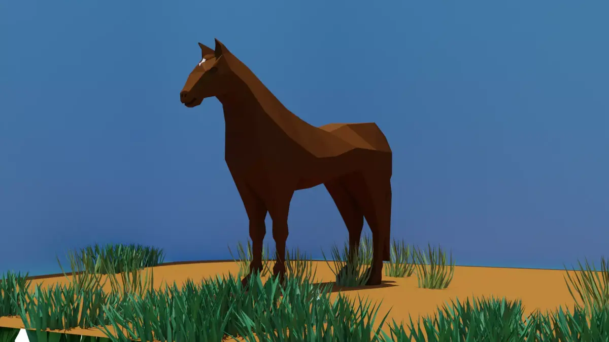 Low poly horse three horses Low-poly 3D model