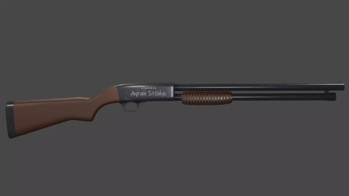 Shotgun Low-poly 3D model 7