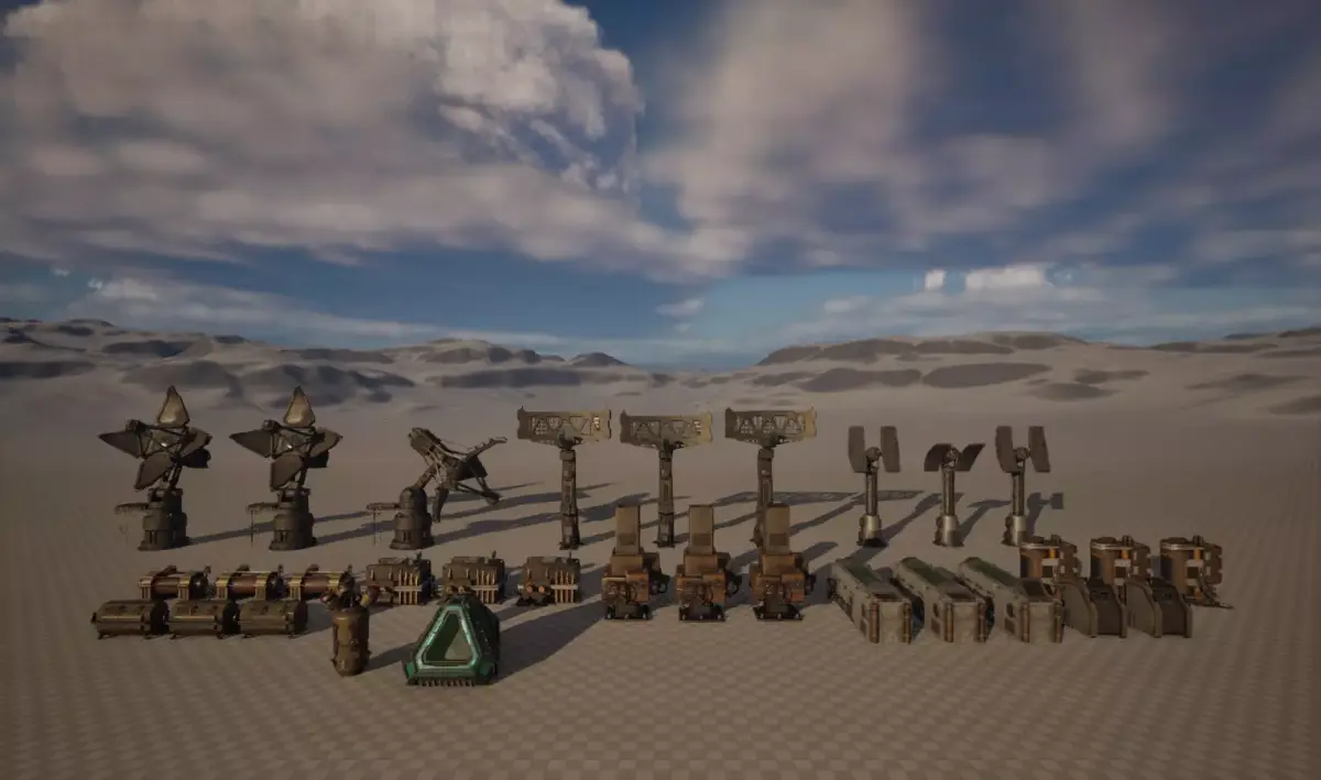 Animated Sci-Fi Props And Machinery Collection - UE5 Ready Low-poly 3D model