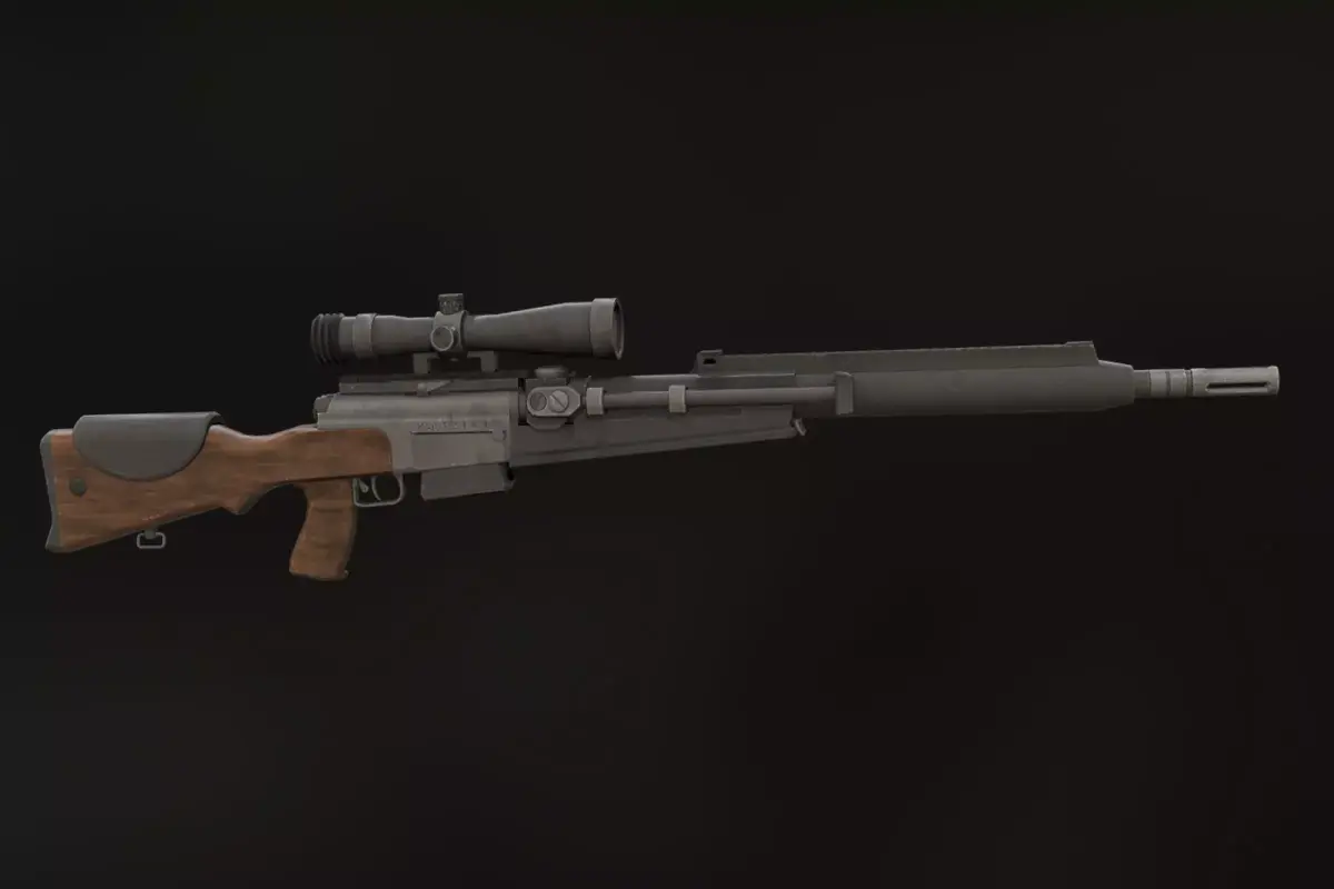 FR-f2 sniper rifle Low-poly 3D model