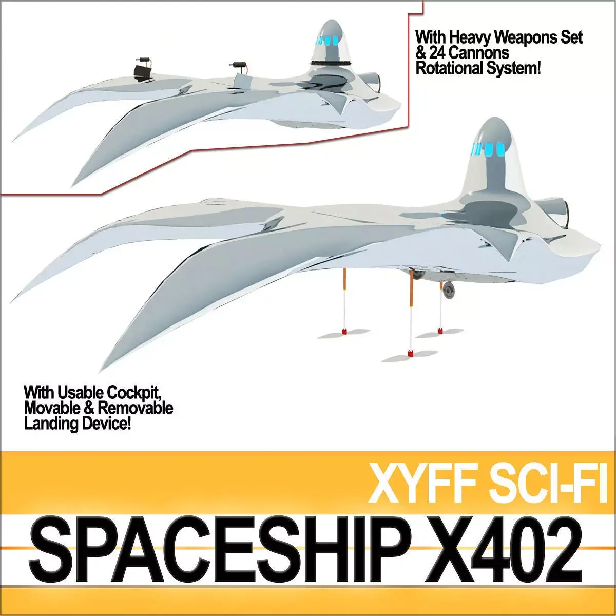Spaceship X402 Fighter 3D model