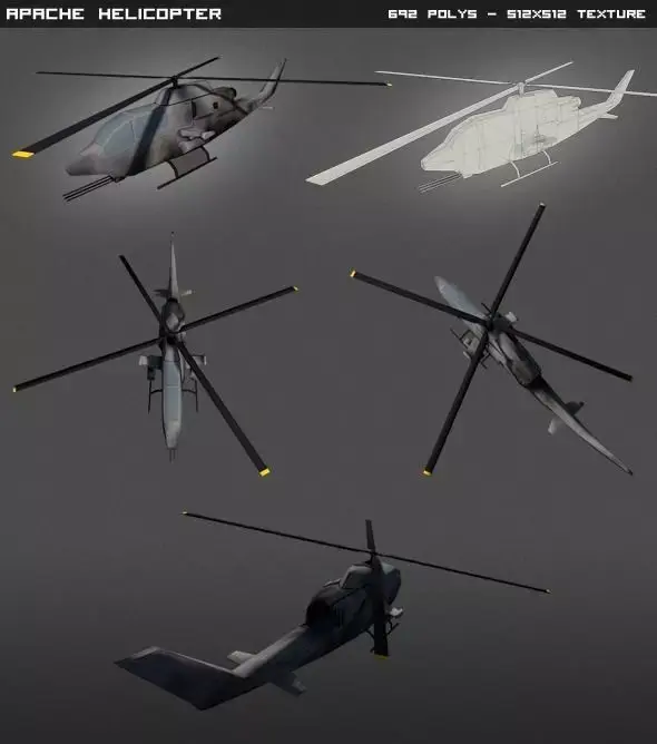 Apache Helicopter lowpoly Low-poly 3D model