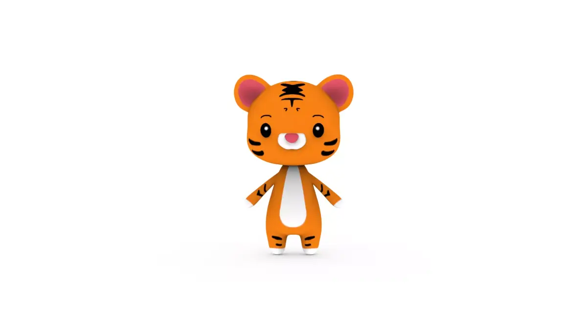 Cartoon Tiger v002 character 3D model